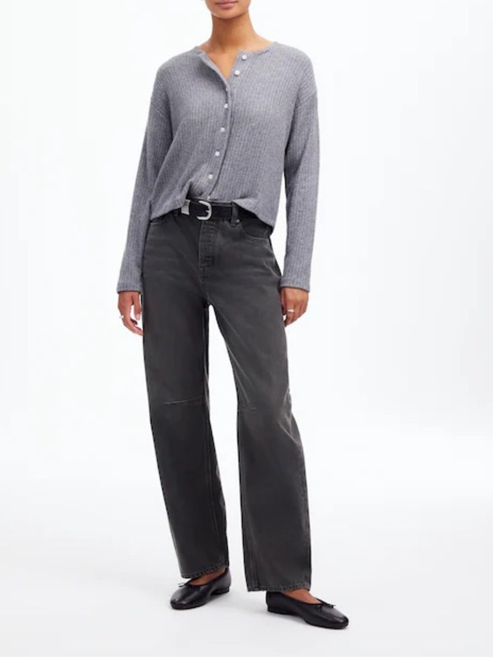 Madewell The Darted Barrel-Leg Jean Olenda Black Wash Size 29 NR525